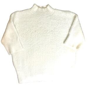 Bailey 44 white fuzzy short sleeved cropped mock neck sweater. Size L